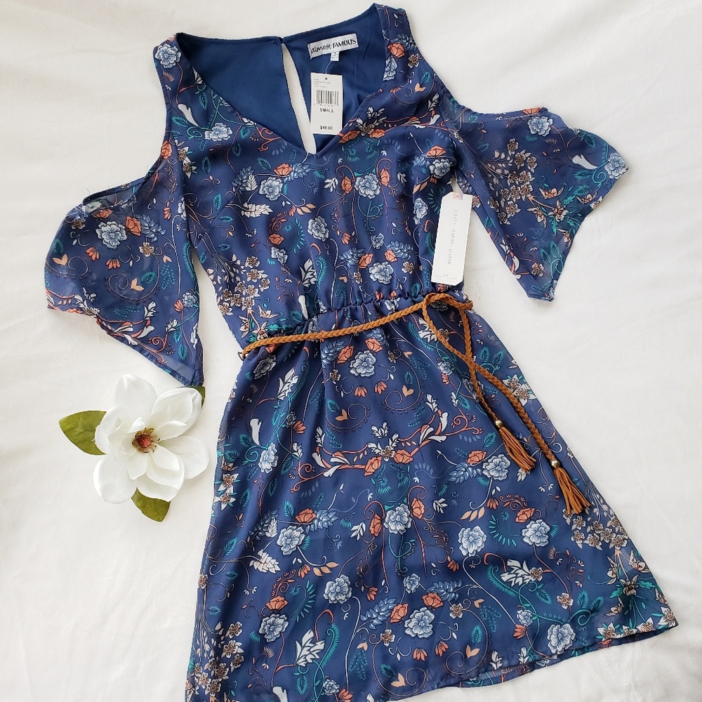 NWT Almost Famous Cold Shoulder Floral Dress